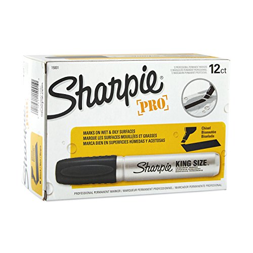 Sharpie Pro King Size Permanent Markers, Chisel Tip, Black, 12-Count