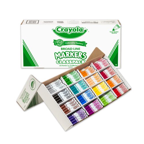 Crayola Classpack Assortment, 256ct Broad Line Markers, 16 Bold Colors, Great for Classroom, Educational, All-Purpose Art Tools