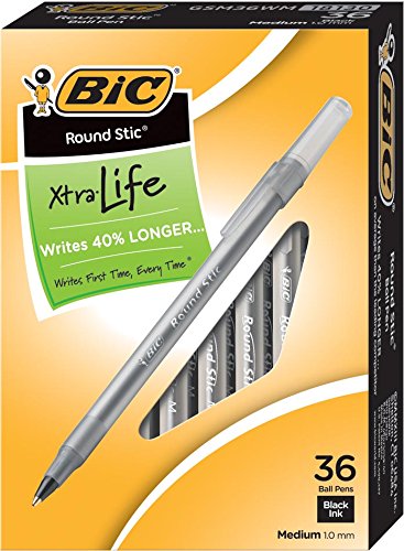 BIC Round Stic Xtra Life Ball Pen, Medium Point