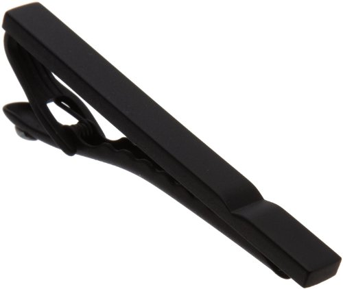 Kenneth Cole Reaction Mens Matte Black With Notched Step Tie Clip, Black, One Size
