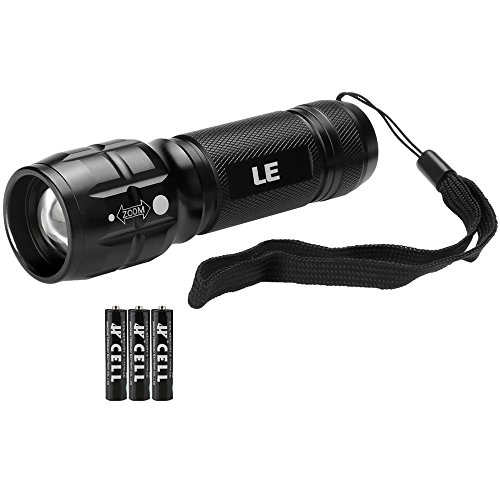 LE Adjustable Focus Mini LED Flashlight Torch, Zoomable, Super Bright, Batteries Included