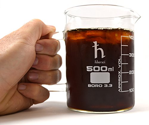 Premium Hand Crafted Beaker Mug, Thick Borosilicate Glass, 16.9oz