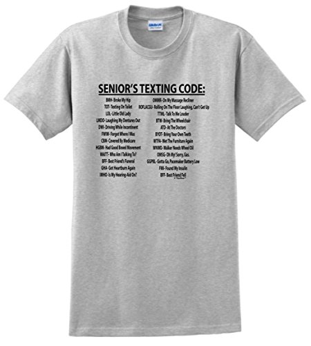 Senior Citizen Texting Code T-Shirt XL Ash
