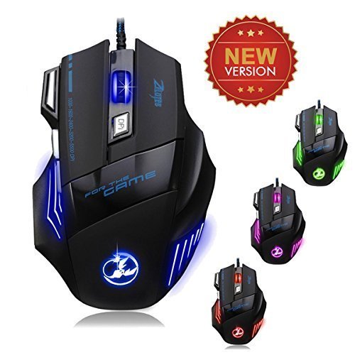 Zelotes 5500 DPI 7 Button LED Optical USB Wired Gaming Mouse Mice for Pro Gamer
