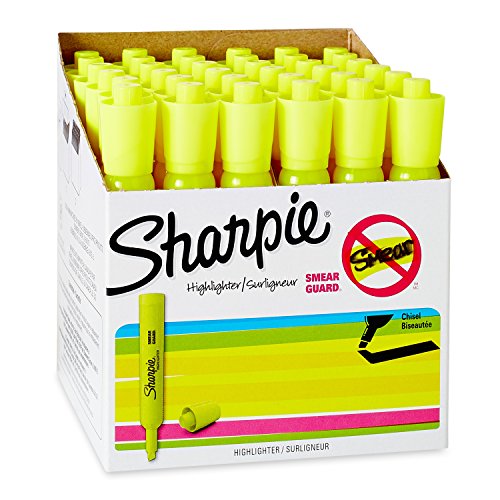 Sharpie Chisel Tip Tank Style Highlighter, Fluorescent Yellow - Pack of 36