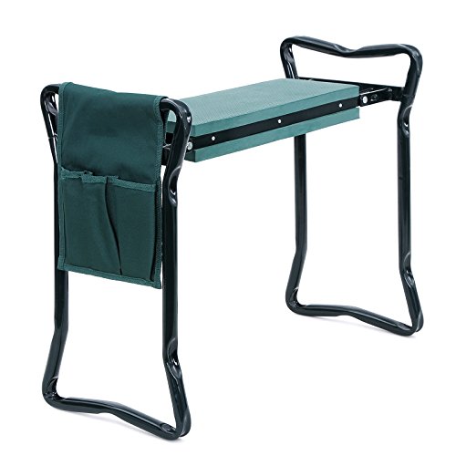 SONGMICS Foldable Kneeler and Garden Seat Portable Stool with EVA Kneeling Pad and Tool Pouch UGGK49L