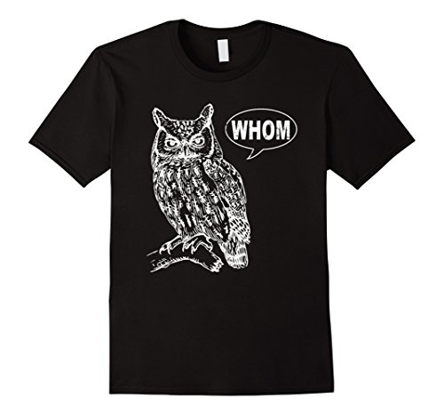 Men's Owl Grammar T-Shirt Whom English Teacher Editor Cool Gift XL Black