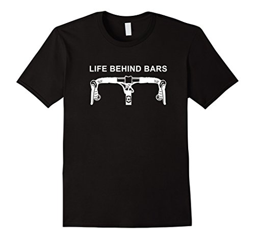 Men's Life behind Bars T-Shirt Funny Cycling Biking Tee Medium Black
