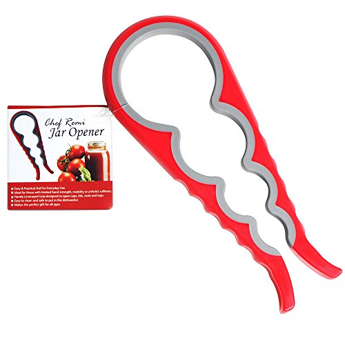 Chef Remi Jar Opener - Lifetime Replacement Warranty - Rated No.1 Kitchen Grippers To Remove Stubborn Lids, Caps and Bottles - Designed For Small Hands, Seniors or Anyone Who Suffers From Arthritis